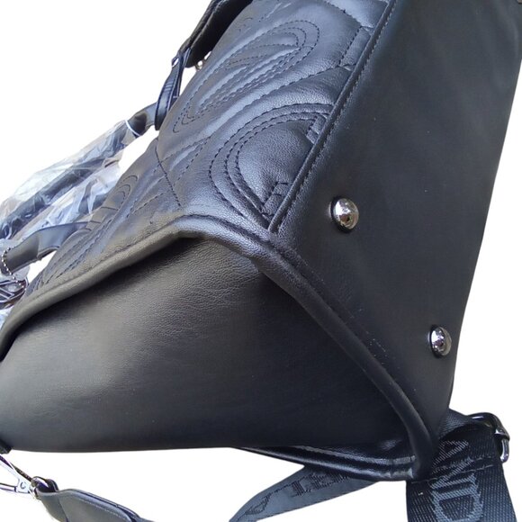 Valentino Orlandi NEW Black Quilted Vegan Leather 3 Compartment Tote & Pouch - Picture 8 of 10